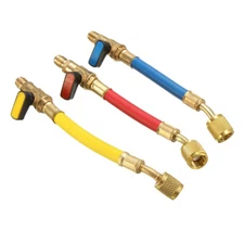 3Pcs Ball Valves for Charging Refrigeration Hose Air Condition HVAC R410A Set