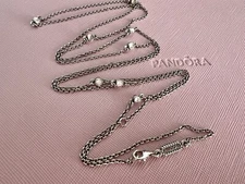 Pandora SSilver Moonstone Cabochon Necklace #590137MS Authentic Retired Rare