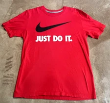 Nike Men's T-Shirt "Just Do It" Short Sleeve Crew Neck Athletic Shirt--RED-Med