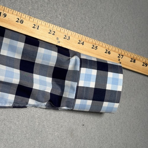 Eton Button Down Shirt Mens 16.5-42 Contemporary Fit Blue Gray Check Designer - Picture 9 of 10