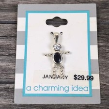 Sterling Silver January Baby Boy Birthstone Charm Pendant Hessonite Garnet New