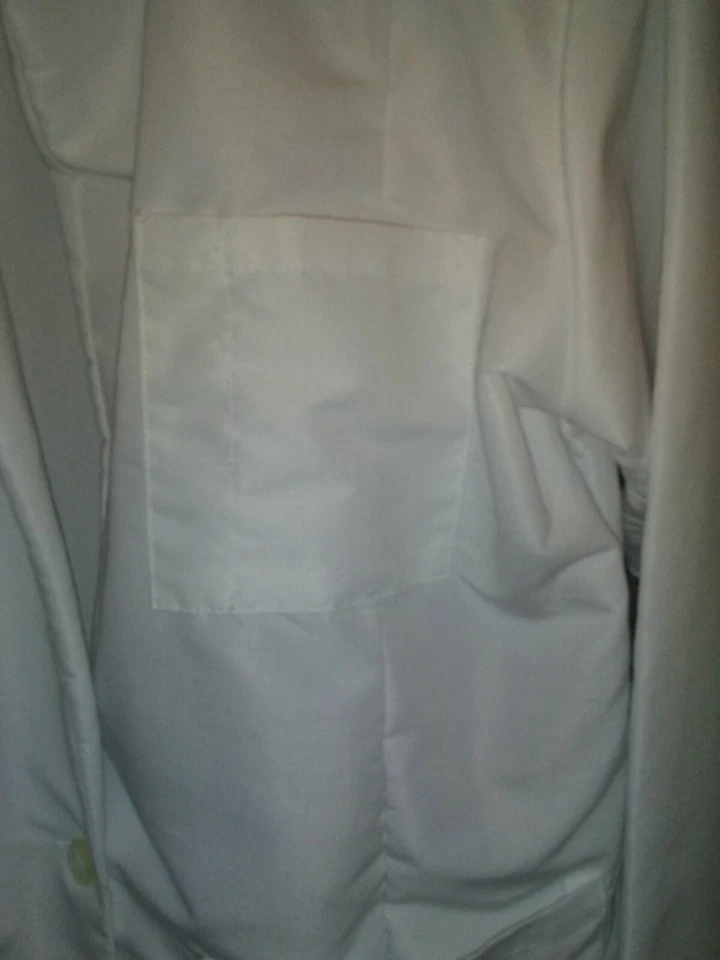 Abrigo médico de laboratorio blanco Medline talla 14 ropa de atención médica de calidad 2 botones Foto 4 de 4
