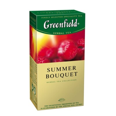 2pcs Herbal tea GREENFIELD Summer Bouquet / Травяной Чай Гринфилд Малина 2 шт.