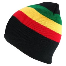 Acrylic Rasta RGY Winter Short Beanie Hat - FREE SHIP
