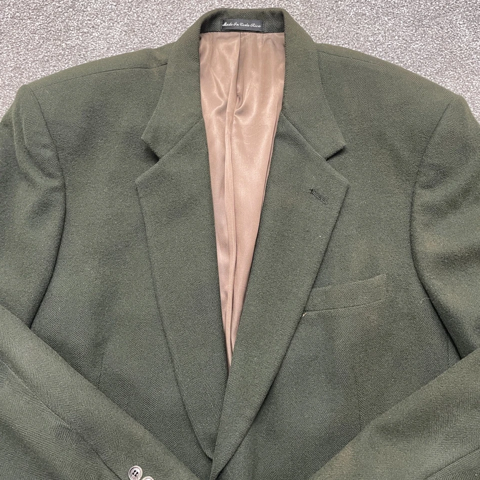 Roundtree & Yorke Blazer Adult 46 Green Camel Hair Two Button Sport Coat READ - Image 2 of 4