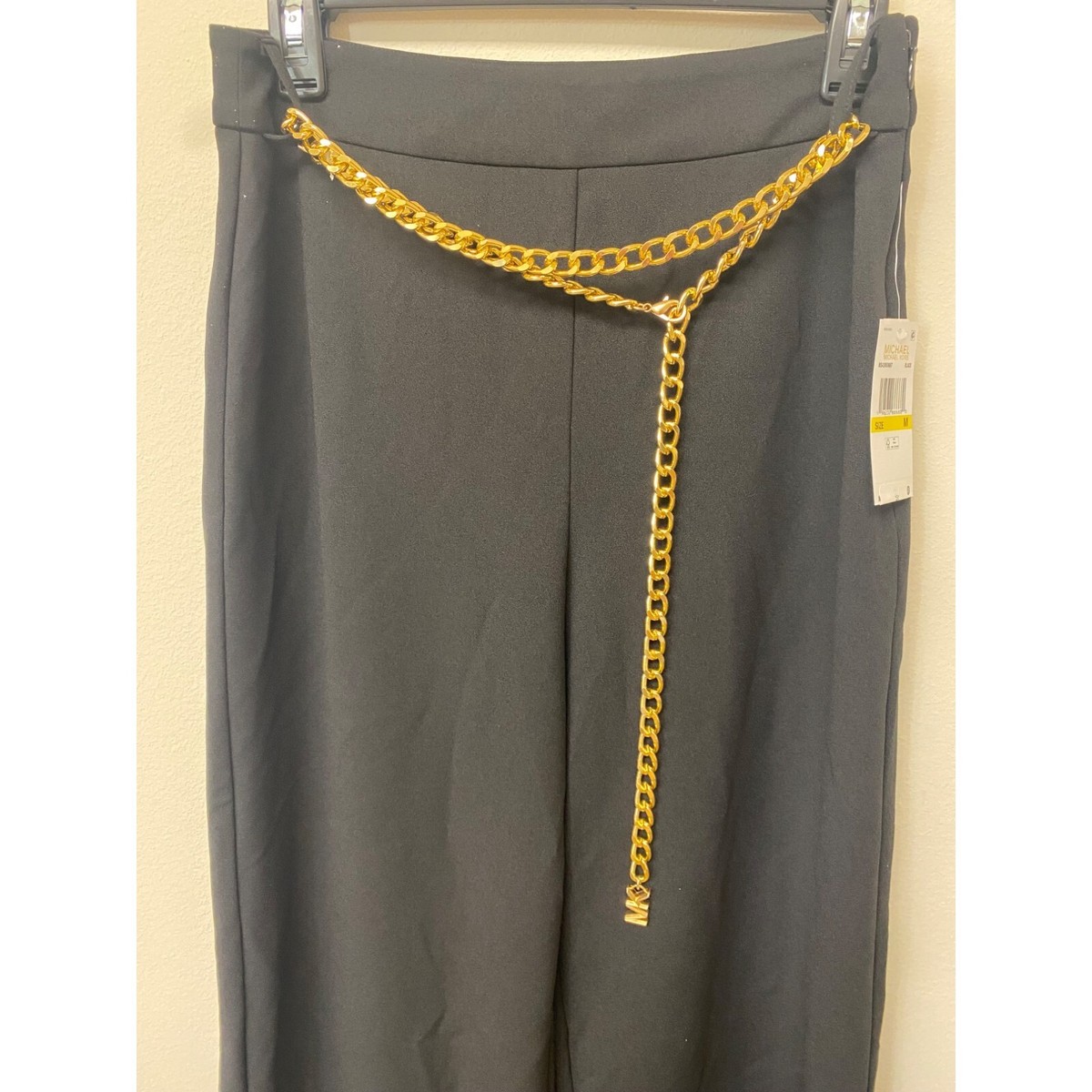 パンツ Michael Kors Chain belt pants Michael Kors Women's Chain Belt High Rise Wide Leg Black