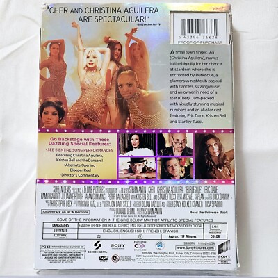 Burlesque DVD Widescreen CHER CHRISTINA AGULERA BRAND NEW SEALED