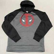 Mad Engine Marvel Deadpool Mens Sweatshirt Hoodie Graphic Logo Large Gray