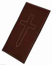 Men's Women's Brand New Hand Crafted Genuine Soft Leather Cross Checkbook Cover