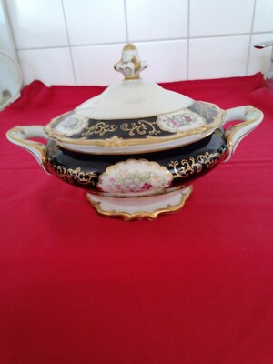 Bezaubernde Suppenterrine Weimar  Kobalt Blau DDR ca 1.5 L. Goldrand Thüringen 