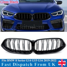 FOR 19-2022 BMW 8 SERIES G14 G15 G16 DOUBLE SLAT FRONT KIDNEY GRILLE GLOSS BLACK