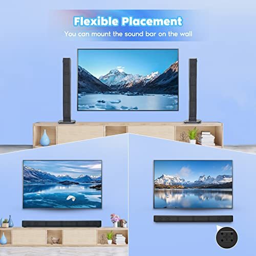 Sound Bar, Bass Speakers for Smart TV with Dual Subwoofer 3D Surround Sound - Bild 4 von 7