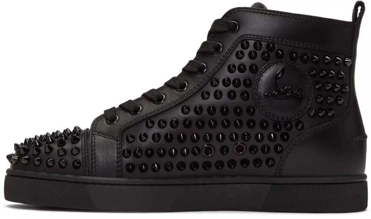 Christian Louboutin Black Multi/Marine Mat Louis Junior Spikes Shoes – AUMI  4