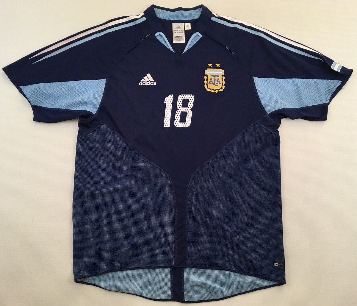 Argentina 2004 #18 Messi 2005 Youth World Cup Adidas shirt jersey