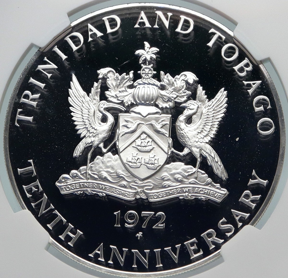 1972 TRINIDAD and TOBAGO Ibis INDEPENDENCE Proof Silver 5 Dollar