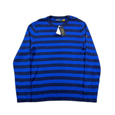 Polo Ralph Lauren Cotton  Cashmere Sweater Mens Large Ribbed Knit Stripe 178