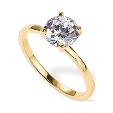 18K Yellow Gold Moissanite Round 3ct Engagement Wedding Ring Plated