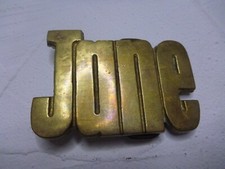 Jane Name Belt Buckle Cutout Letters Western Solid Brass Vintage