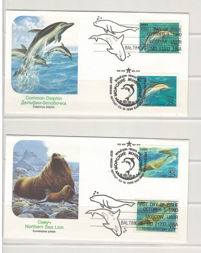 USA & RUSSIA PRIMO GIORNO COPERTINE CREATURE DEL MARE SETENANT FLEETWOOD - Foto 3 di 4