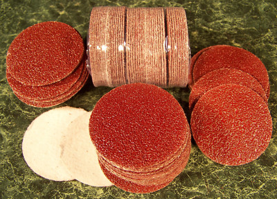 100pc 600 Grit 2'' HOOK and LOOP SANDING DISCS A/O Red No Hole sandpaper disk USA