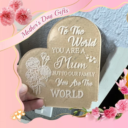 Luz nocturna grabada para mamá - Regalo conmovedor "You Are The World", alimentación USB - Imagen 2 de 8