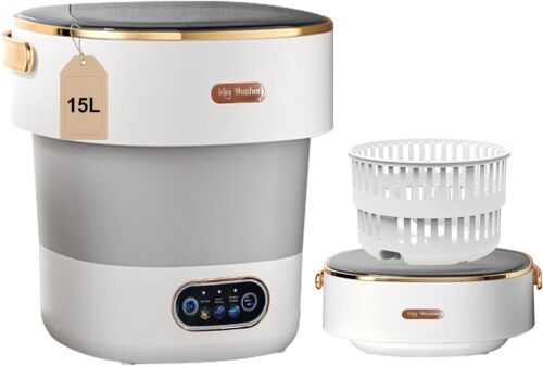 Efficient 15L Portable Clothes Washer with Dehydration Basket - Travel-Friendly - Picture 3 of 8