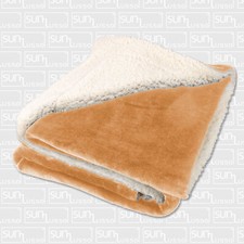 Sunlusso Sherpadecke mit Coralfleece - Couchdecke, Pelzimitatdecke, Felldecke
