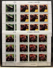 9x Animals / Gorilla . - stamps - Timbres . MNH  Jash.