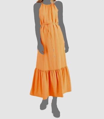 Inc Womens Woven Halter Maxi Dress Orange 10