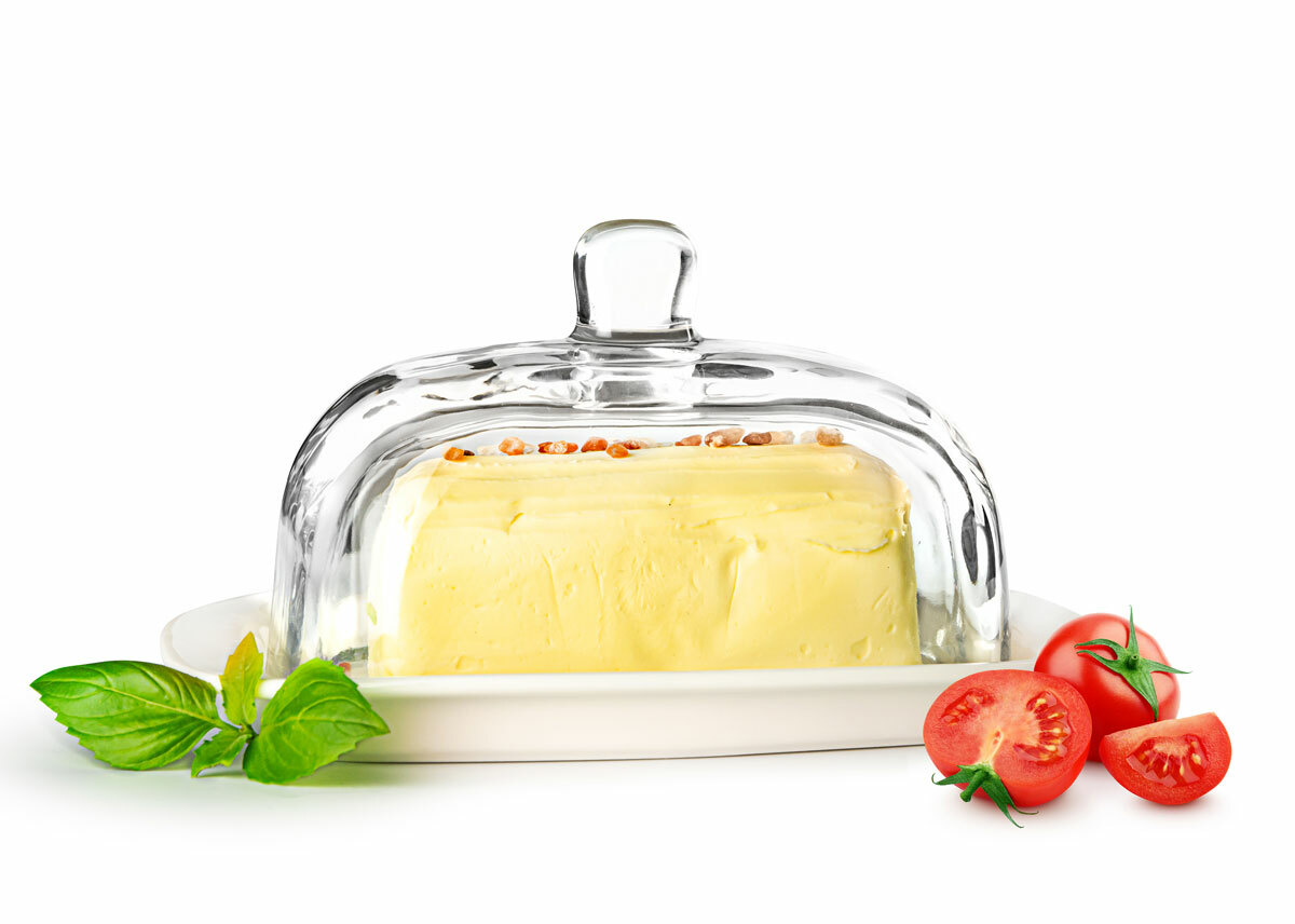Große Butterdose Porzellanteller Butterglocke Butterschale Kühlschrankbutterdose
