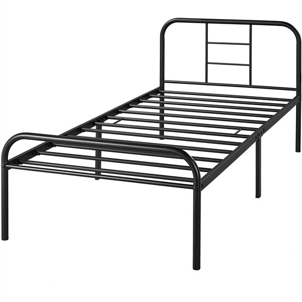 3ft Single Metal Bed Frame with High Headboard Strong Iron Platform Bed