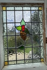 Reclaimed Leaded Light Stained Glass Art Nouveau Deco Window 72 x 50.5cm