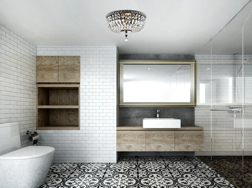 Flush Mount Chandelier Light Fixture Dining Room Bedroom Bathroom Lighting 16" - Image 3 of 4