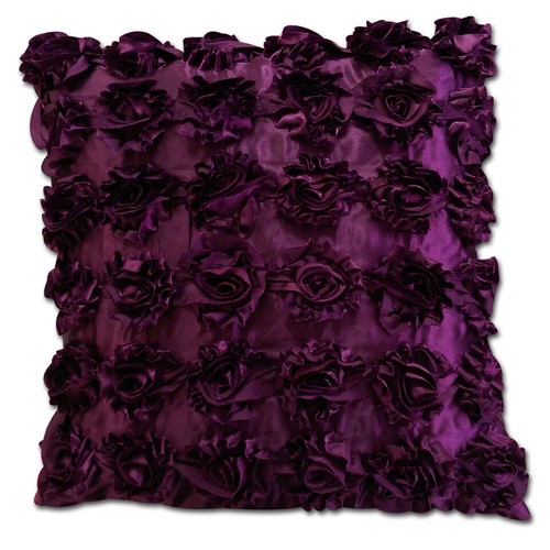 Soft 3D Satin Silk Raised 18"x18" Colourful Rose Design Cushion Covers/Cases - Picture 32 of 60