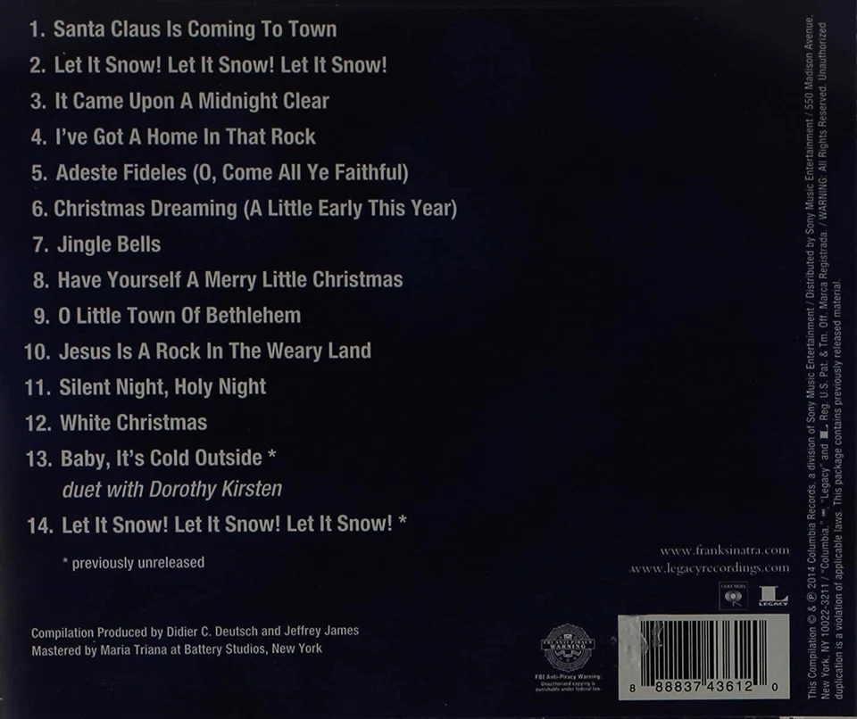 Frank Sinatra - Álbum Clásico de Navidad - 14 Pistas - CD Nuevo Foto 2 de 2