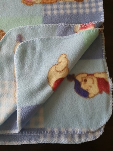 Disney Baby Blanket Winnie Pooh Tigger Sleeping Blue Patchwork Fleece Squares - Picture 3 of 6
