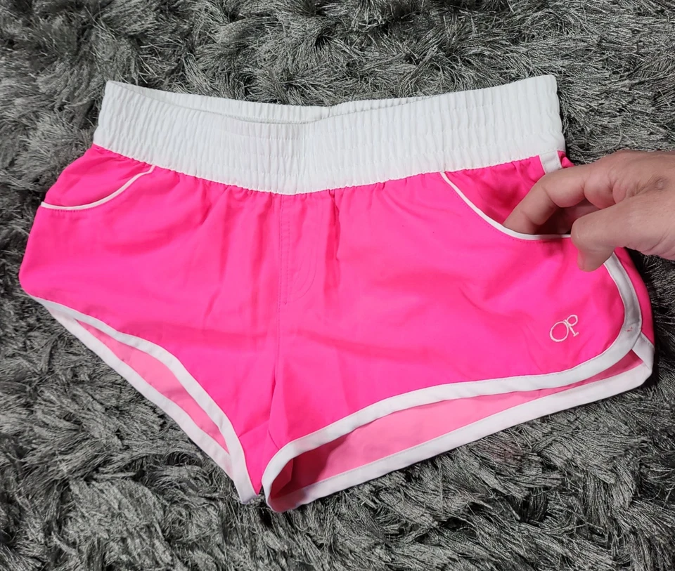 Pantalones Cortos de Correr Años 90 OP Ocean Pacific Niñas Pequeños (3-5) Rosa Bolsillos Pull-On Foto 3 de 4