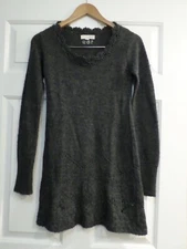 Odd Molly gray 198 crochet detail long tunic sweater size 1