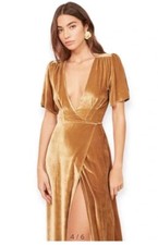 Reformation Gold Velvet Prom Formal Tiffany Dress