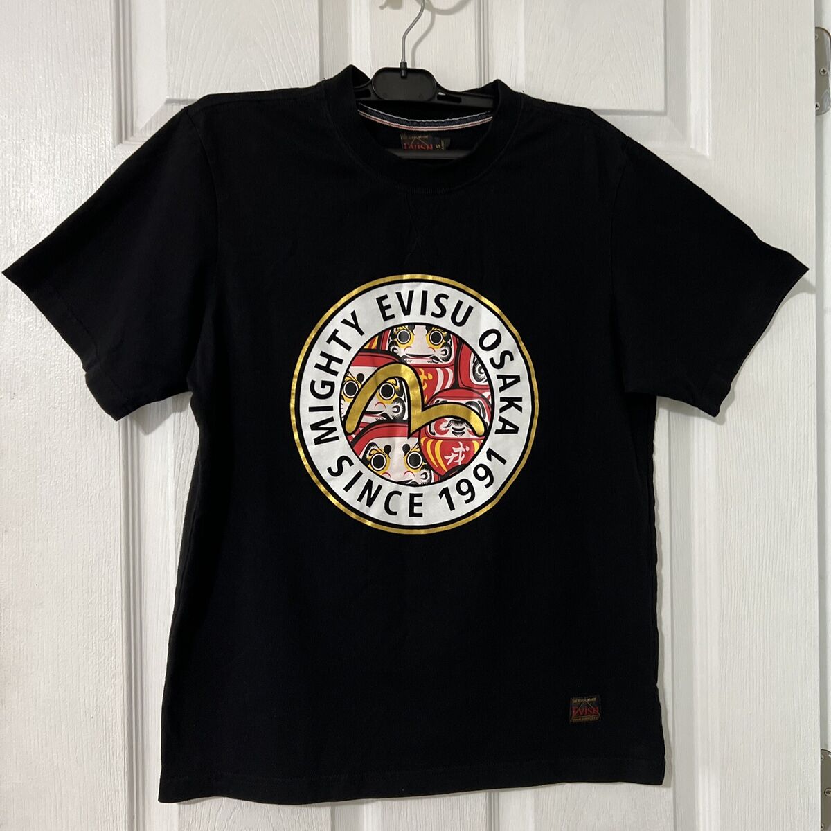 EVISU HERITAGE T-Shirt Osaka Daruma Prints S Black Short EVISU HERITAGE T-Shirt Osaka Daruma Prints S Black Short
