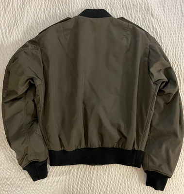 DOLCE & GABBANA Zip Front Knit Trim Nylon Flight Bomber Jacket  