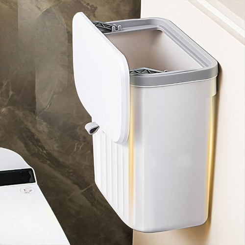 9L Kitchen Cabinet Door Cupboard Hanging Trash Can With Lid Wall Mount Waste Bin - Picture 11 of 41