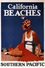 Southern Pacific Railways California Beaches Vintage Travel Print Poster 12x18