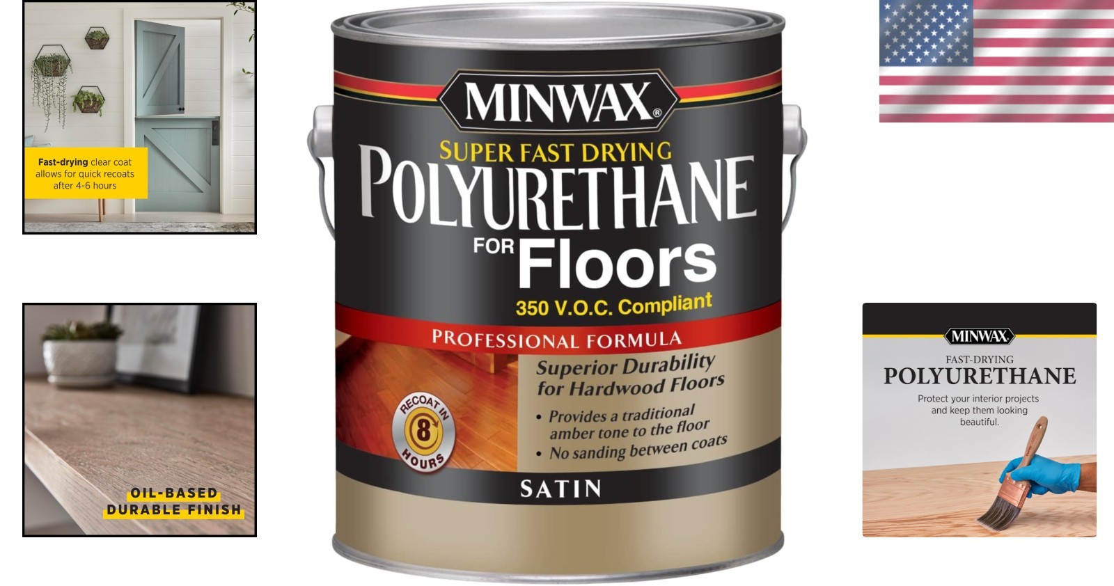 Quick-Drying Polyurethane Finish for Hardwood Floors - 350 VOC, Easy Application