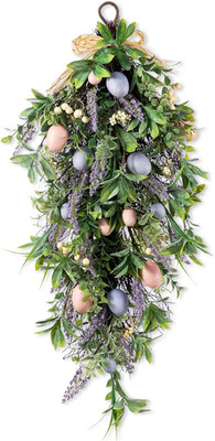 Easter Swag 28 Inch Artificial Spring Teardrop Wreath for Front Door & Porch Wal