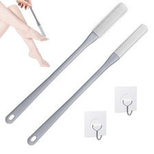 2 Pack Toe Cleaning Brush,Silicone Foot Scrubber for Shower with 15.7" Grey