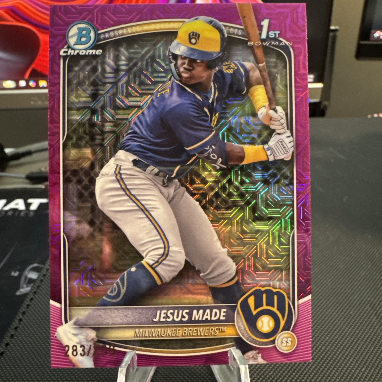 2025 Bowman Chrome Jesus Made 1st Fuchsia Mojo Refractor /299 Card #BCP-50
