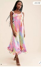 Anthropologie Hutch Multicolor Cocktail Sequin Ruffle Hem Bustier Dress sz 10