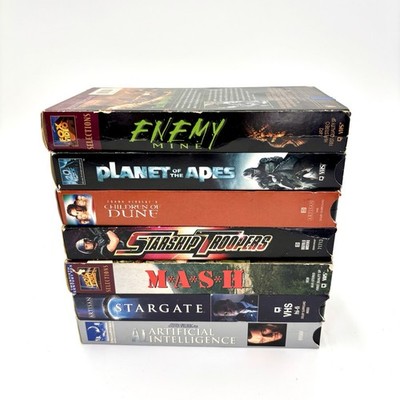 Sci-Fi VHS Lot (7) Enemy Mine Stargate Starship Troopers Dune Planet of Apes AI