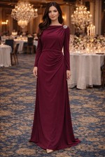 NWT IEENA Mac Duggal [ 10] 55695 Boat Long Sleeve Jersey Trumpet Gown G1474